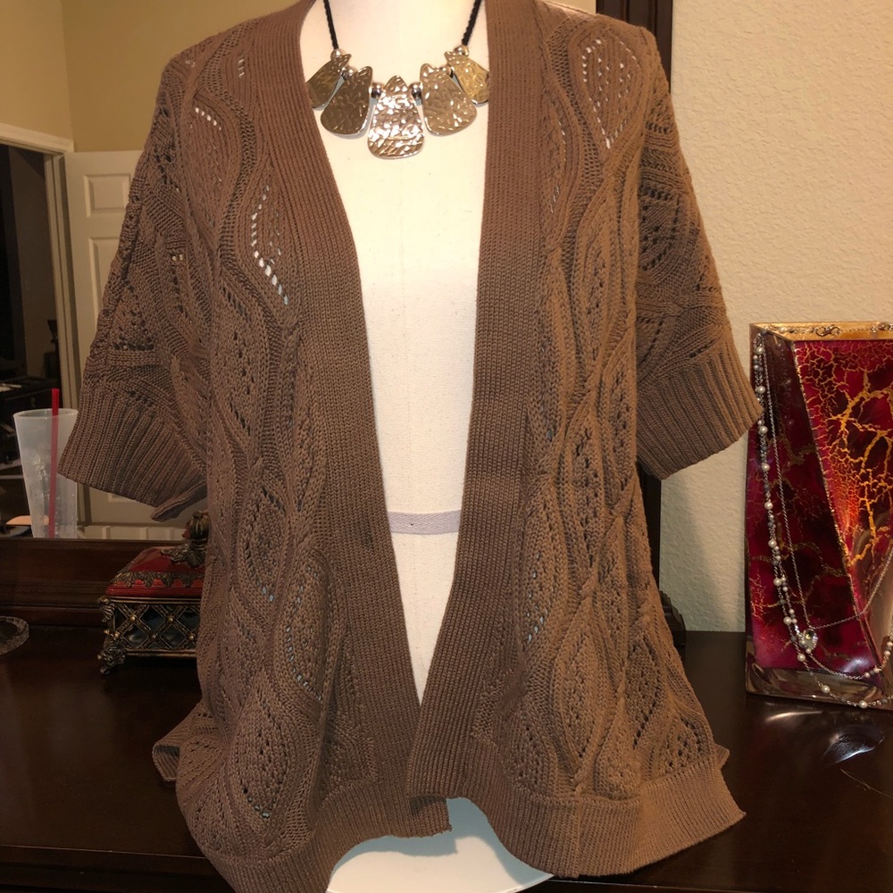 Loft Tan Cable Knit Cardigan Sweater